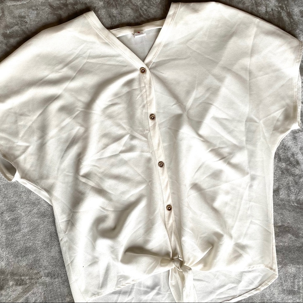 Sheer Polyester Off White Blouse Size Large